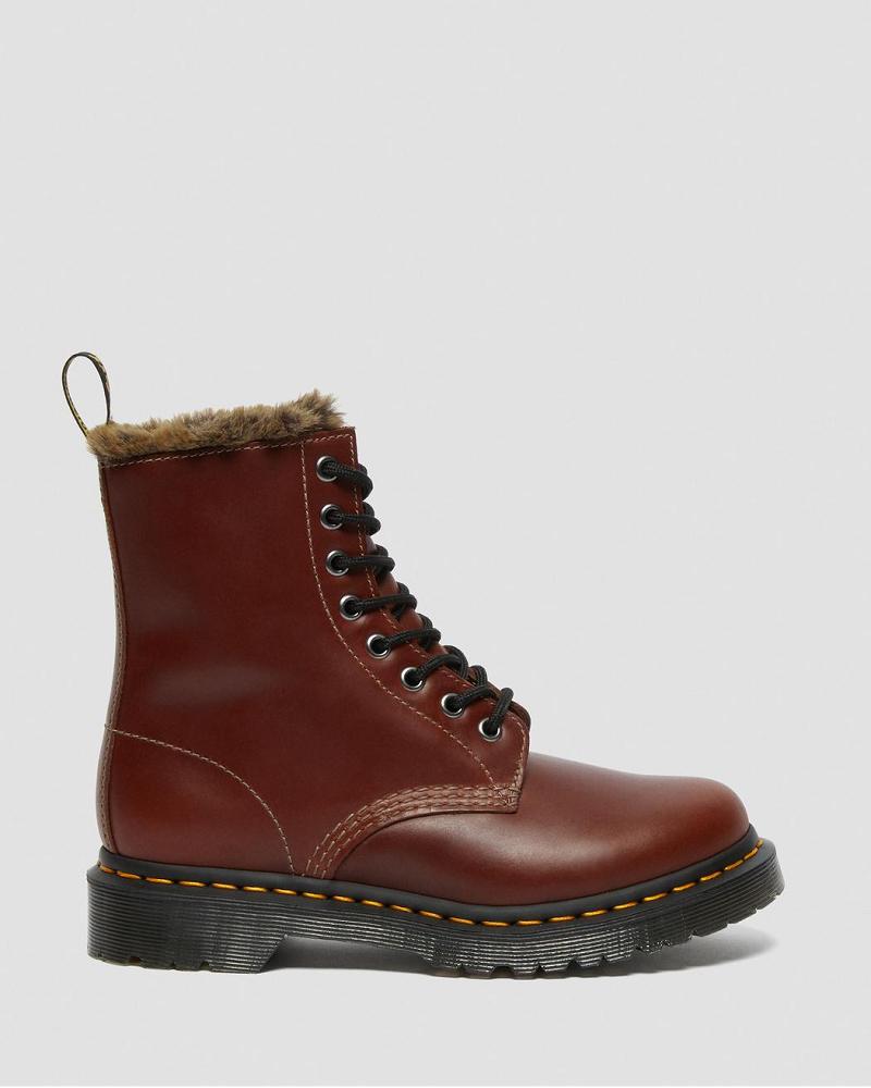 Dr Martens 1460 Serena Faux Fur Forede Vinterstøvler Dame Brune | DK 279ZUT